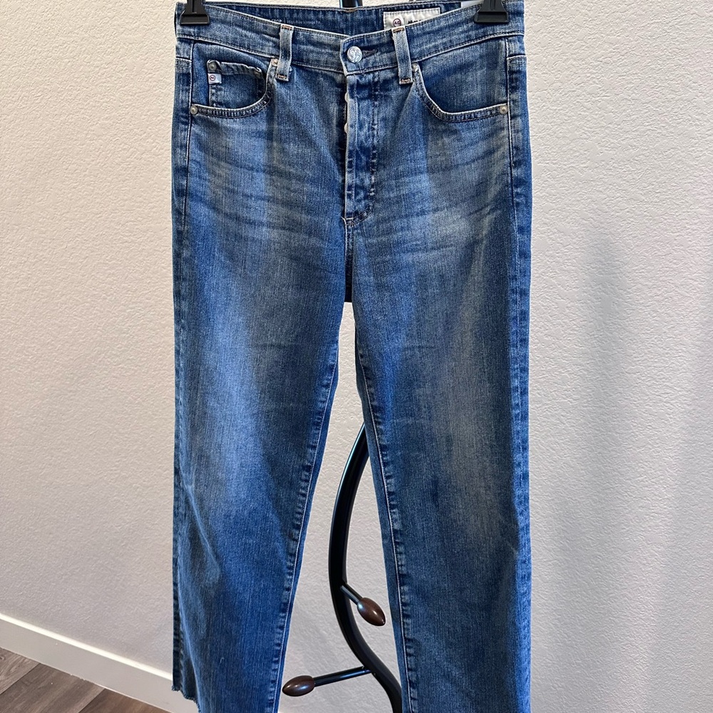 Aged Denim Brand Frayed Hem Jeans